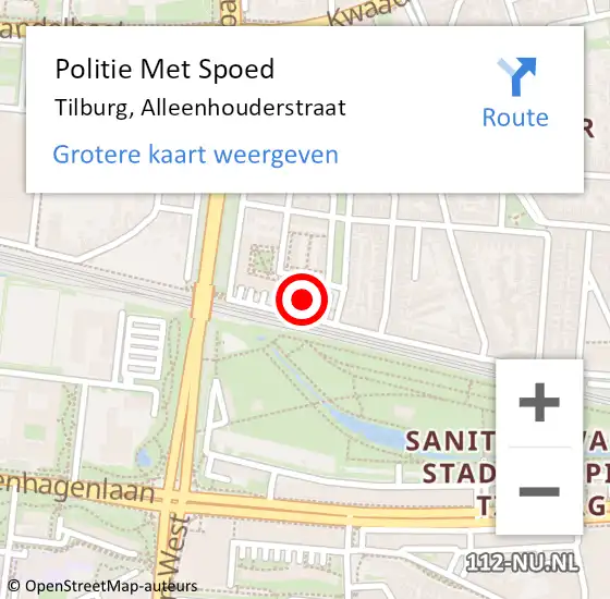 Locatie op kaart van de 112 melding: Politie Met Spoed Naar Tilburg, Alleenhouderstraat op 13 april 2024 15:30