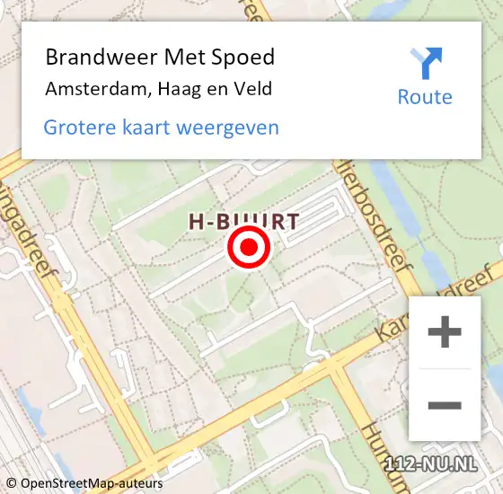 Locatie op kaart van de 112 melding: Brandweer Met Spoed Naar Amsterdam, Haag en Veld op 13 april 2024 15:34