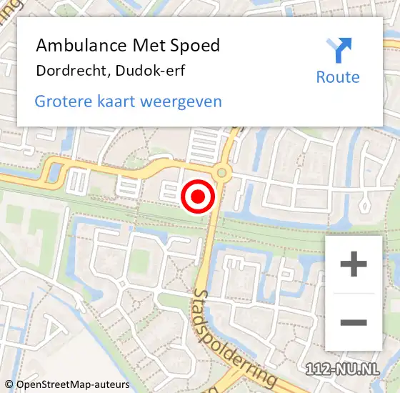 Locatie op kaart van de 112 melding: Ambulance Met Spoed Naar Dordrecht, Dudok-erf op 13 april 2024 15:39