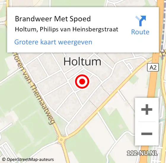 Locatie op kaart van de 112 melding: Brandweer Met Spoed Naar Holtum, Philips van Heinsbergstraat op 13 april 2024 16:35