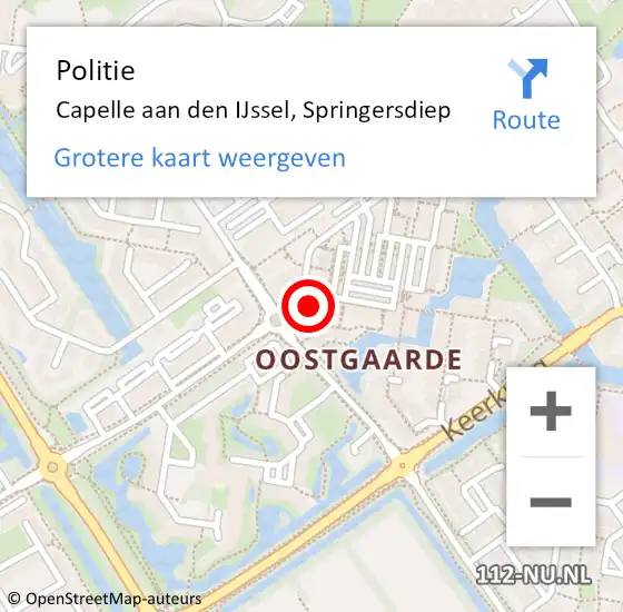 Locatie op kaart van de 112 melding: Politie Capelle aan den IJssel, Springersdiep op 13 april 2024 17:23