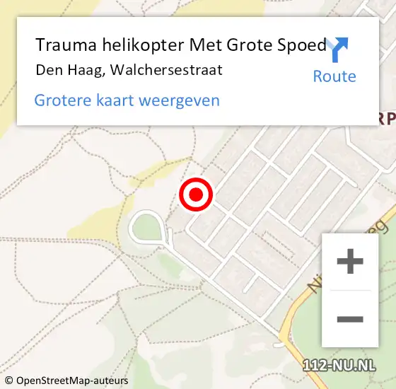 Locatie op kaart van de 112 melding: Trauma helikopter Met Grote Spoed Naar Den Haag, Walchersestraat op 13 april 2024 17:28