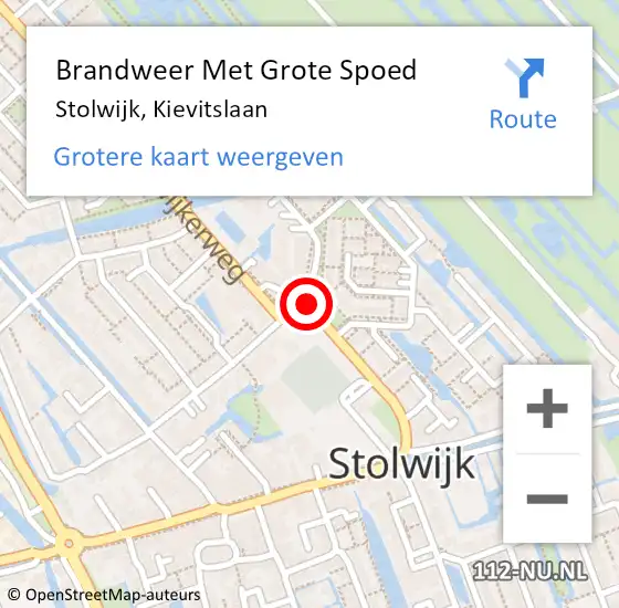 Locatie op kaart van de 112 melding: Brandweer Met Grote Spoed Naar Stolwijk, Kievitslaan op 2 oktober 2014 11:17