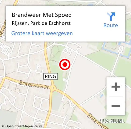 Locatie op kaart van de 112 melding: Brandweer Met Spoed Naar Rijssen, Park de Eschhorst op 13 april 2024 18:27