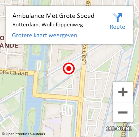 Locatie op kaart van de 112 melding: Ambulance Met Grote Spoed Naar Rotterdam, Wollefoppenweg op 13 april 2024 18:27