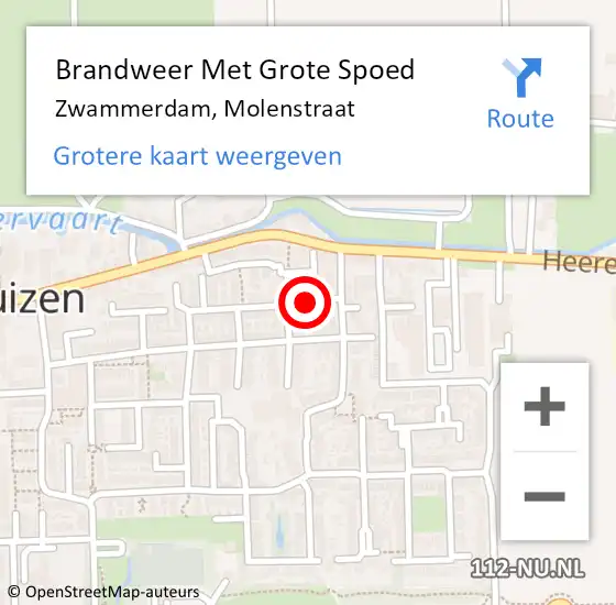 Locatie op kaart van de 112 melding: Brandweer Met Grote Spoed Naar Zwammerdam, Molenstraat op 13 april 2024 18:39