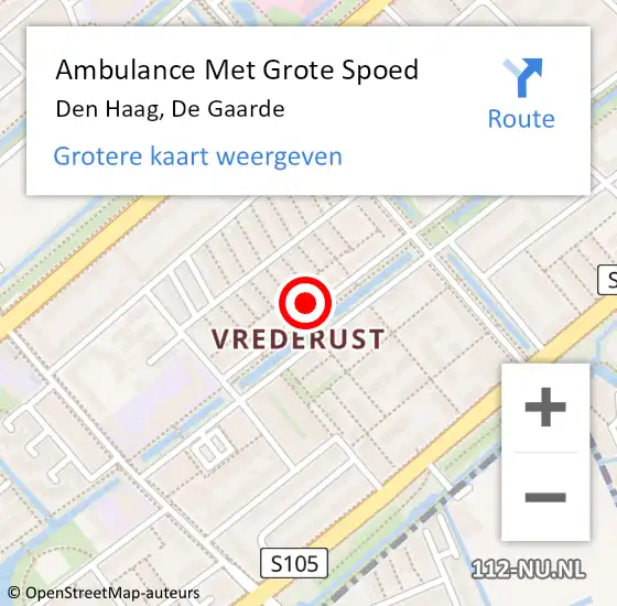Locatie op kaart van de 112 melding: Ambulance Met Grote Spoed Naar Den Haag, De Gaarde op 13 april 2024 18:41