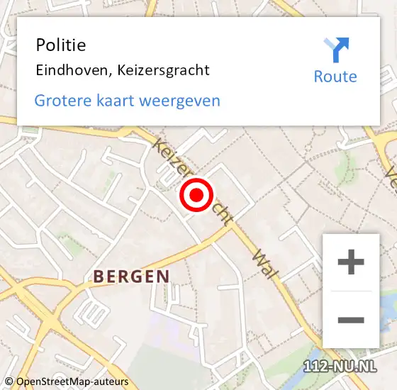 Locatie op kaart van de 112 melding: Politie Eindhoven, Keizersgracht op 13 april 2024 18:49