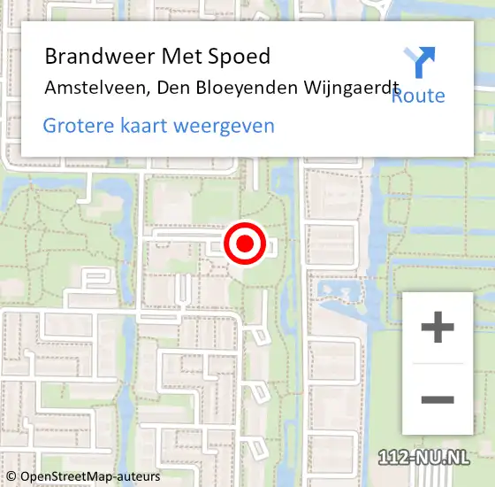 Locatie op kaart van de 112 melding: Brandweer Met Spoed Naar Amstelveen, Den Bloeyenden Wijngaerdt op 13 april 2024 18:53