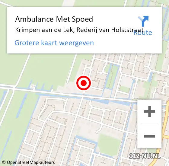 Locatie op kaart van de 112 melding: Ambulance Met Spoed Naar Krimpen aan de Lek, Rederij van Holststraat op 13 april 2024 19:03