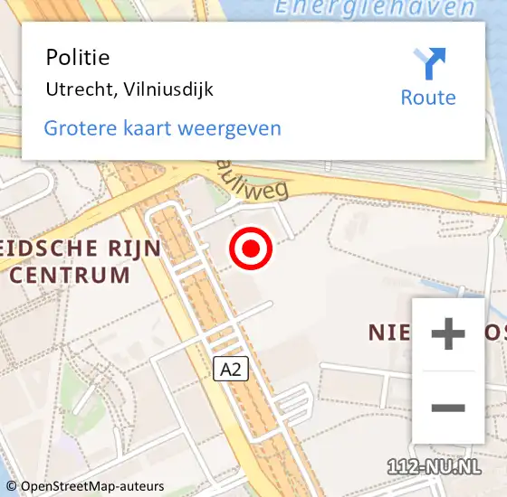 Locatie op kaart van de 112 melding: Politie Utrecht, Vilniusdijk op 13 april 2024 19:21