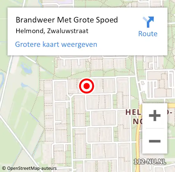 Locatie op kaart van de 112 melding: Brandweer Met Grote Spoed Naar Helmond, Zwaluwstraat op 13 april 2024 19:33