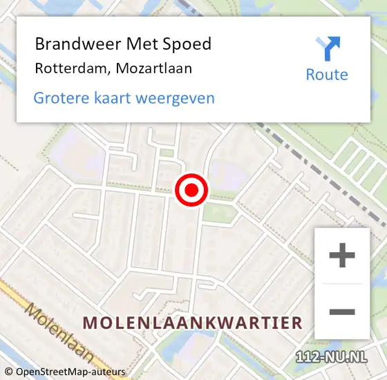 Locatie op kaart van de 112 melding: Brandweer Met Spoed Naar Rotterdam, Mozartlaan op 13 april 2024 19:40