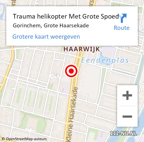 Locatie op kaart van de 112 melding: Trauma helikopter Met Grote Spoed Naar Gorinchem, Grote Haarsekade op 13 april 2024 19:46