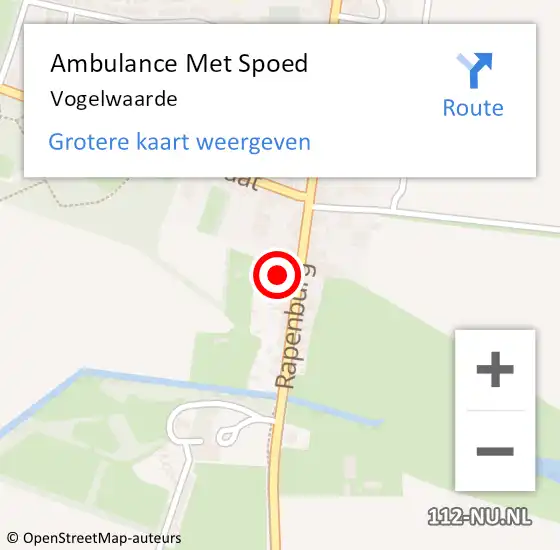 Locatie op kaart van de 112 melding: Ambulance Met Spoed Naar Vogelwaarde op 13 april 2024 20:01