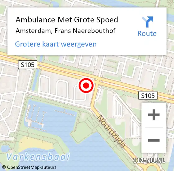 Locatie op kaart van de 112 melding: Ambulance Met Grote Spoed Naar Amsterdam, Frans Naerebouthof op 13 april 2024 20:02