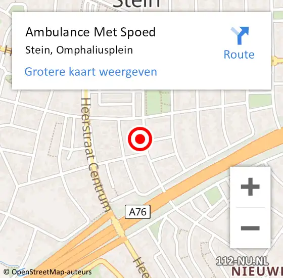 Locatie op kaart van de 112 melding: Ambulance Met Spoed Naar Stein, Omphaliusplein op 2 oktober 2014 11:29