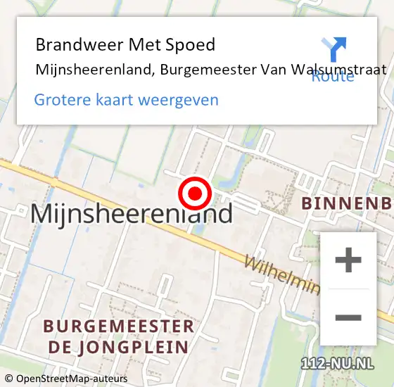 Locatie op kaart van de 112 melding: Brandweer Met Spoed Naar Mijnsheerenland, Burgemeester Van Walsumstraat op 13 april 2024 20:07