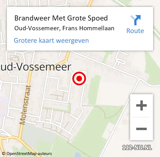 Locatie op kaart van de 112 melding: Brandweer Met Grote Spoed Naar Oud-Vossemeer, Frans Hommellaan op 13 april 2024 20:08