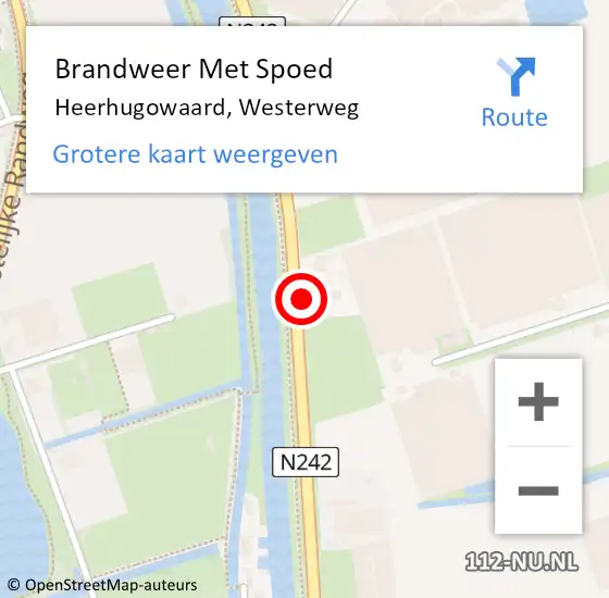 Locatie op kaart van de 112 melding: Brandweer Met Spoed Naar Heerhugowaard, Westerweg op 13 april 2024 20:09