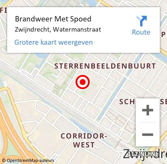 Locatie op kaart van de 112 melding: Brandweer Met Spoed Naar Zwijndrecht, Watermanstraat op 13 april 2024 20:10