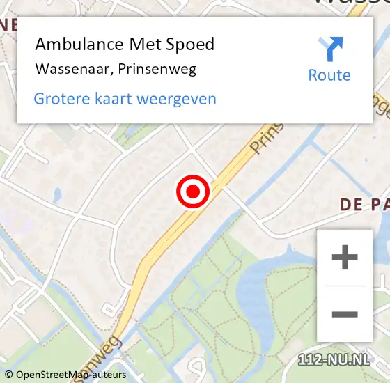 Locatie op kaart van de 112 melding: Ambulance Met Spoed Naar Wassenaar, Prinsenweg op 13 april 2024 20:35