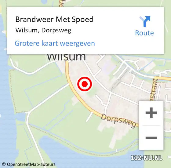 Locatie op kaart van de 112 melding: Brandweer Met Spoed Naar Wilsum, Dorpsweg op 13 april 2024 21:05