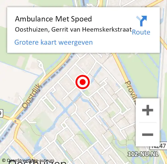 Locatie op kaart van de 112 melding: Ambulance Met Spoed Naar Oosthuizen, Gerrit van Heemskerkstraat op 13 april 2024 21:12