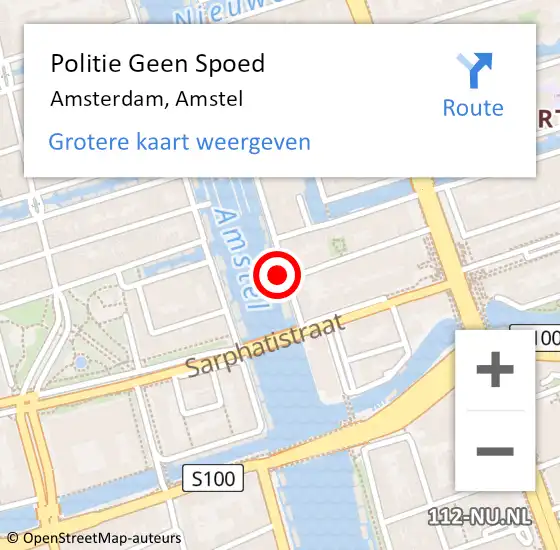 Locatie op kaart van de 112 melding: Politie Geen Spoed Naar Amsterdam, Amstel op 13 april 2024 21:22