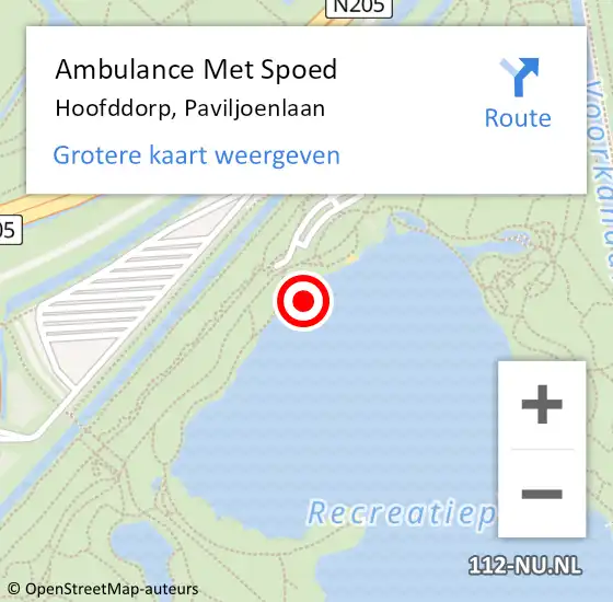 Locatie op kaart van de 112 melding: Ambulance Met Spoed Naar Hoofddorp, Paviljoenlaan op 13 april 2024 21:30