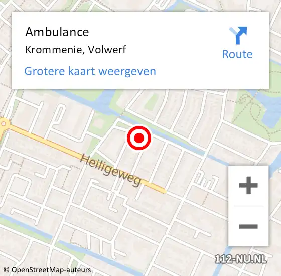 Locatie op kaart van de 112 melding: Ambulance Krommenie, Volwerf op 13 april 2024 21:32