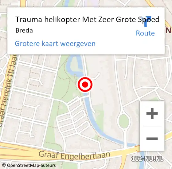 Locatie op kaart van de 112 melding: Trauma helikopter Met Zeer Grote Spoed Naar Breda op 13 april 2024 22:04