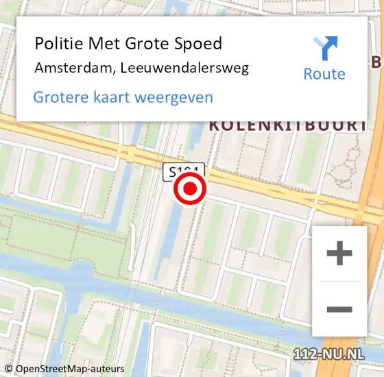 Locatie op kaart van de 112 melding: Politie Met Grote Spoed Naar Amsterdam, Leeuwendalersweg op 13 april 2024 22:10