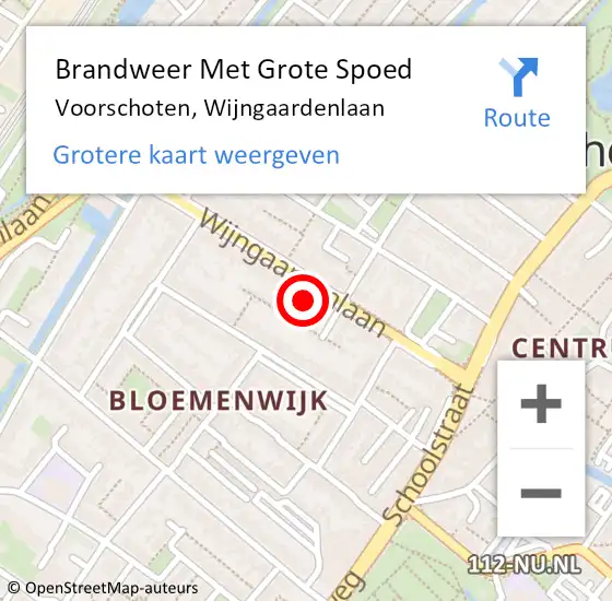 Locatie op kaart van de 112 melding: Brandweer Met Grote Spoed Naar Voorschoten, Wijngaardenlaan op 13 april 2024 22:14