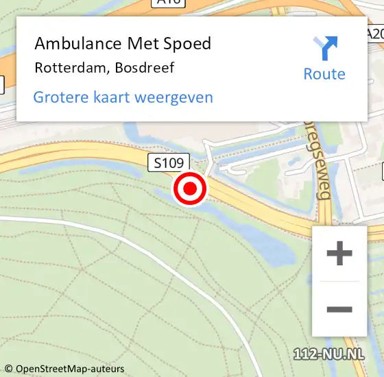 Locatie op kaart van de 112 melding: Ambulance Met Spoed Naar Rotterdam, Bosdreef op 13 april 2024 22:38