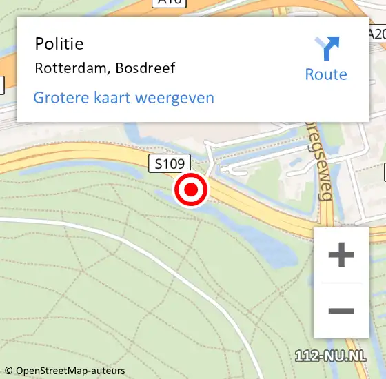 Locatie op kaart van de 112 melding: Politie Rotterdam, Bosdreef op 13 april 2024 22:39
