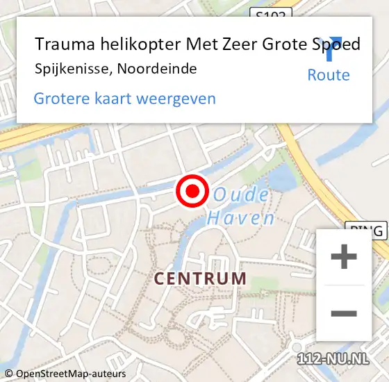 Locatie op kaart van de 112 melding: Trauma helikopter Met Zeer Grote Spoed Naar Spijkenisse, Noordeinde op 13 april 2024 22:49