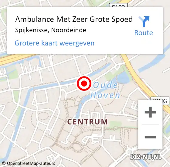 Locatie op kaart van de 112 melding: Ambulance Met Zeer Grote Spoed Naar Spijkenisse, Noordeinde op 13 april 2024 22:51