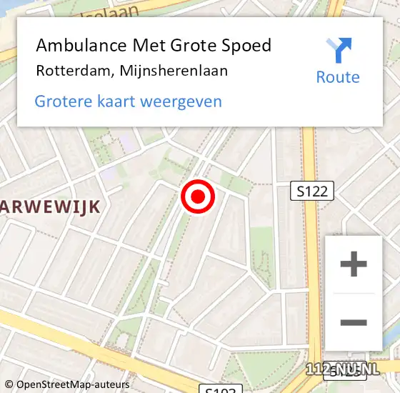 Locatie op kaart van de 112 melding: Ambulance Met Grote Spoed Naar Rotterdam, Mijnsherenlaan op 13 april 2024 23:10