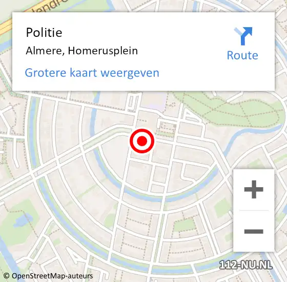 Locatie op kaart van de 112 melding: Politie Almere, Homerusplein op 13 april 2024 23:13
