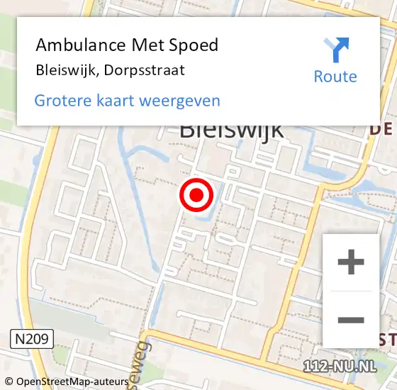 Locatie op kaart van de 112 melding: Ambulance Met Spoed Naar Bleiswijk, Dorpsstraat op 13 april 2024 23:30