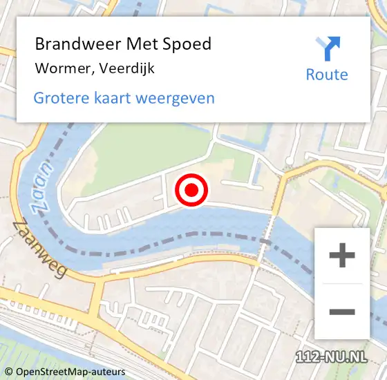 Locatie op kaart van de 112 melding: Brandweer Met Spoed Naar Wormer, Veerdijk op 14 april 2024 00:00