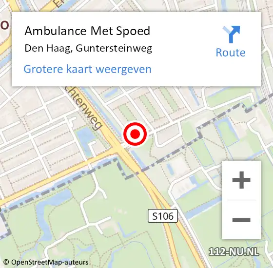 Locatie op kaart van de 112 melding: Ambulance Met Spoed Naar Den Haag, Guntersteinweg op 14 april 2024 00:21