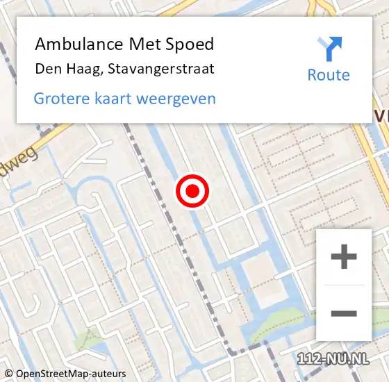 Locatie op kaart van de 112 melding: Ambulance Met Spoed Naar Den Haag, Stavangerstraat op 14 april 2024 00:36