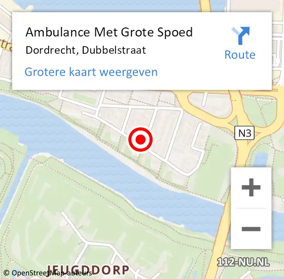Locatie op kaart van de 112 melding: Ambulance Met Grote Spoed Naar Dordrecht, Dubbelstraat op 14 april 2024 00:49