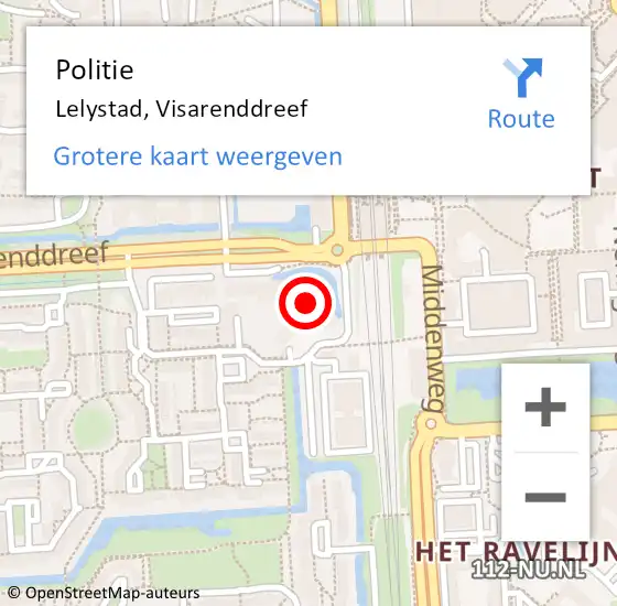 Locatie op kaart van de 112 melding: Politie Lelystad, Visarenddreef op 14 april 2024 01:19