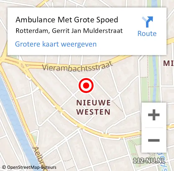 Locatie op kaart van de 112 melding: Ambulance Met Grote Spoed Naar Rotterdam, Gerrit Jan Mulderstraat op 14 april 2024 01:44