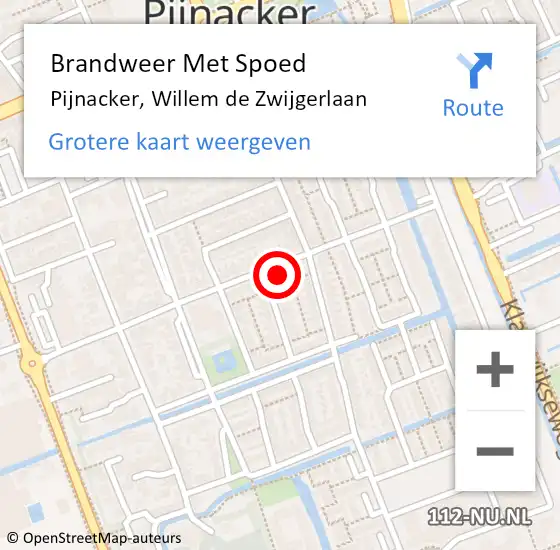 Locatie op kaart van de 112 melding: Brandweer Met Spoed Naar Pijnacker, Willem de Zwijgerlaan op 14 april 2024 02:01