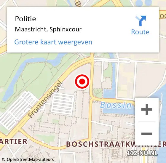 Locatie op kaart van de 112 melding: Politie Maastricht, Sphinxcour op 14 april 2024 02:01