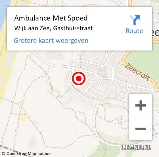 Locatie op kaart van de 112 melding: Ambulance Met Spoed Naar Wijk aan Zee, Gasthuisstraat op 14 april 2024 02:30